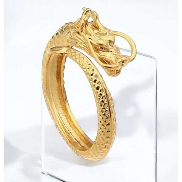 NWT 1pc Bold & Gorgeous Golden Dragon Shaped Ring With Adjustable Open End  ***I - Picture 5 of 6